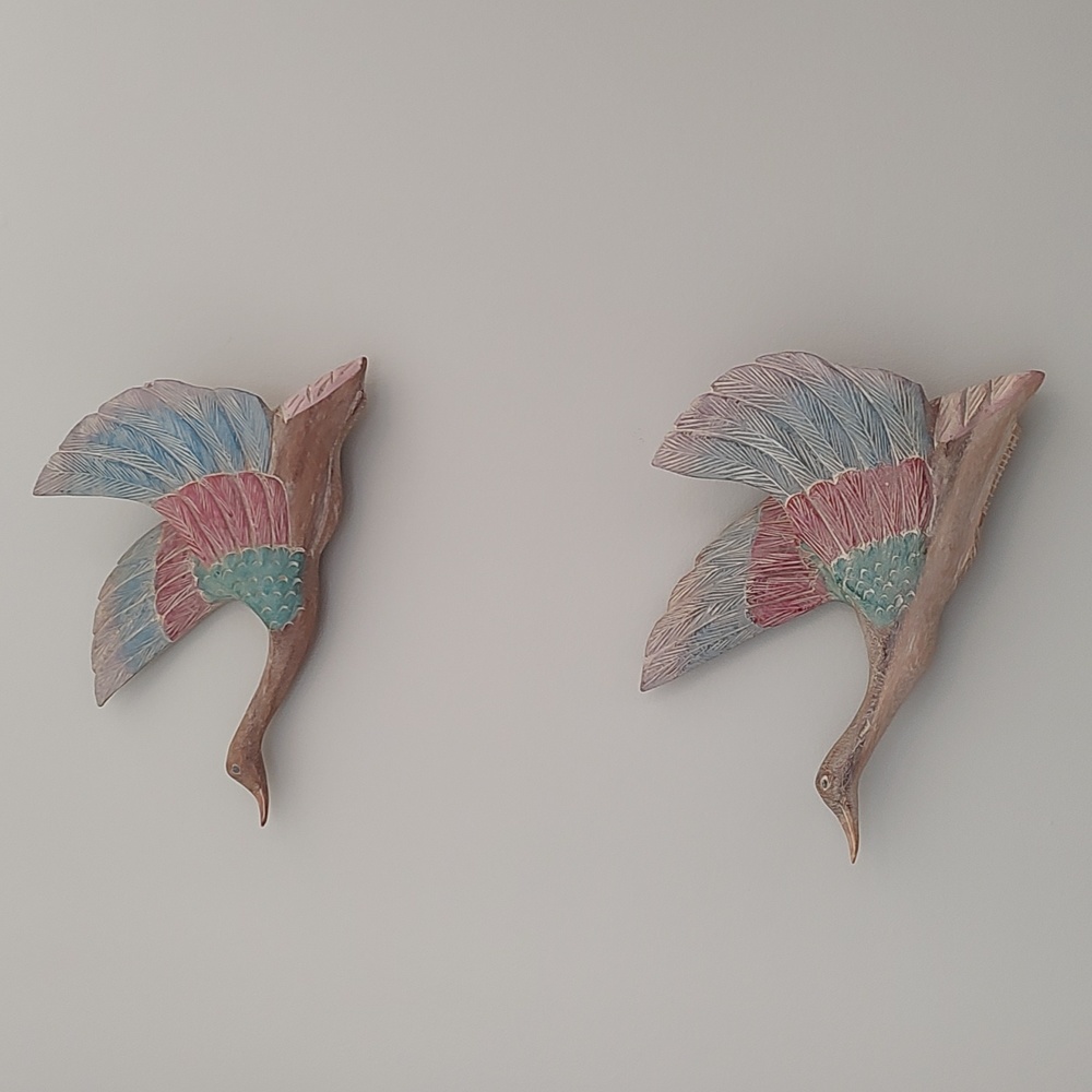 Pair of Wooden Geese Wall Hangings